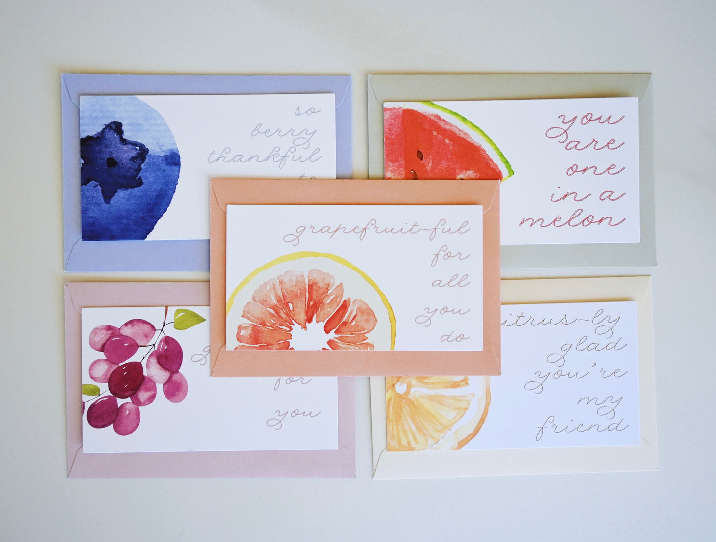 Fruit Themed Gift Card Tags - Set of 5 (includes envelopes)