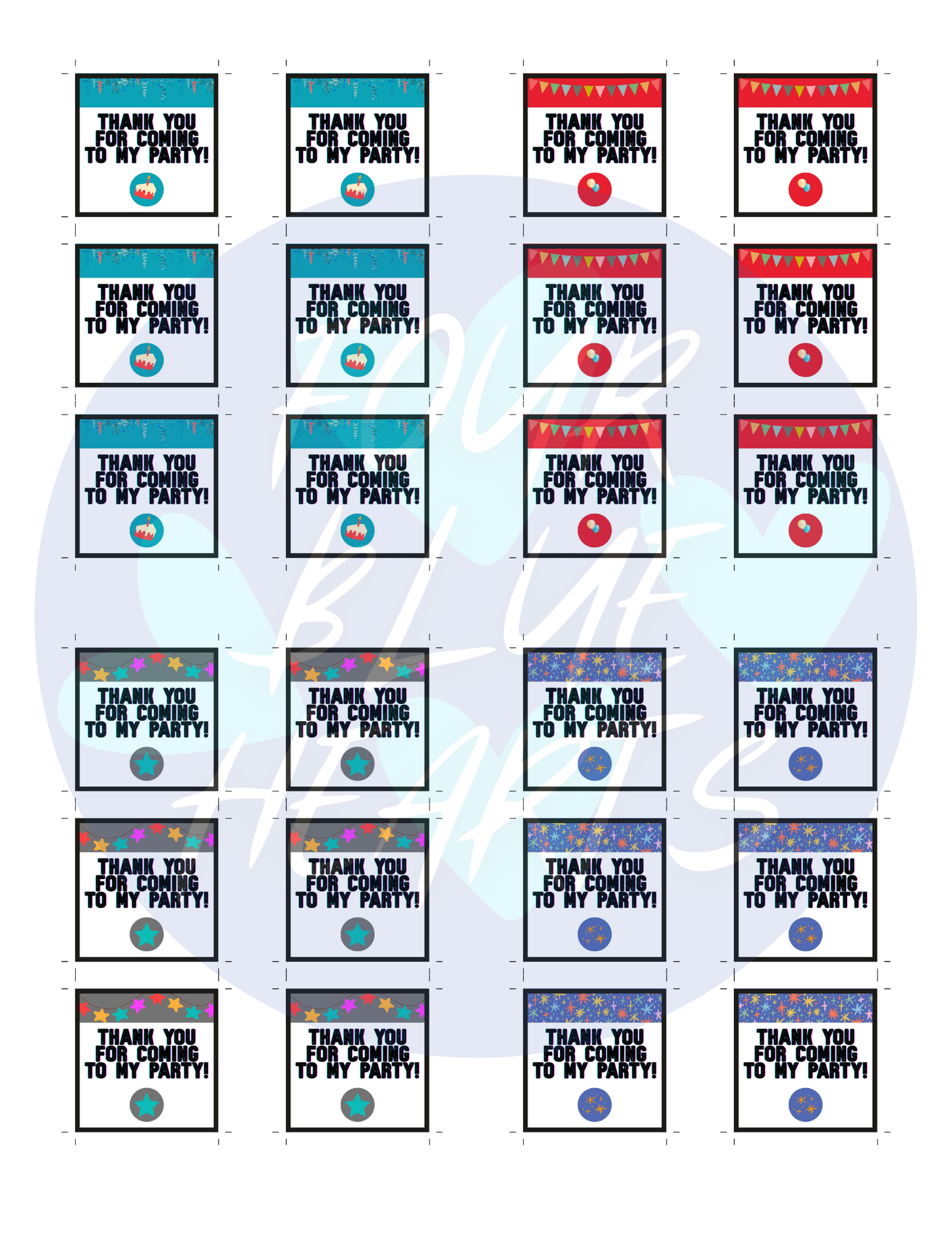 Party Favor Printable Sheet