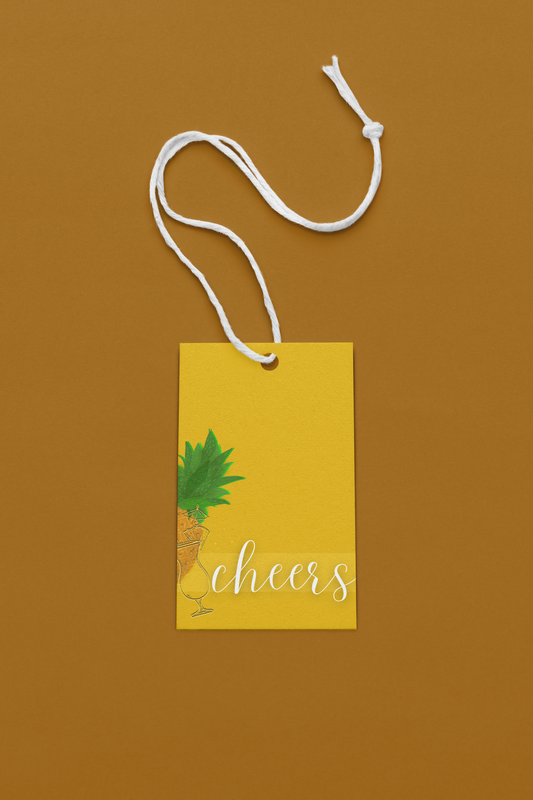 "Cheers" Spirit Gift Tags - Pina Colada/Rum, Set of 5