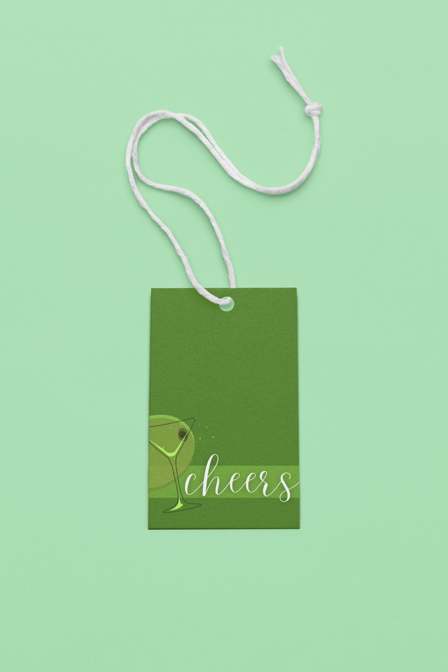 "Cheers" Spirit Gift Tags - Martini Glass/Vodka, Set of 5