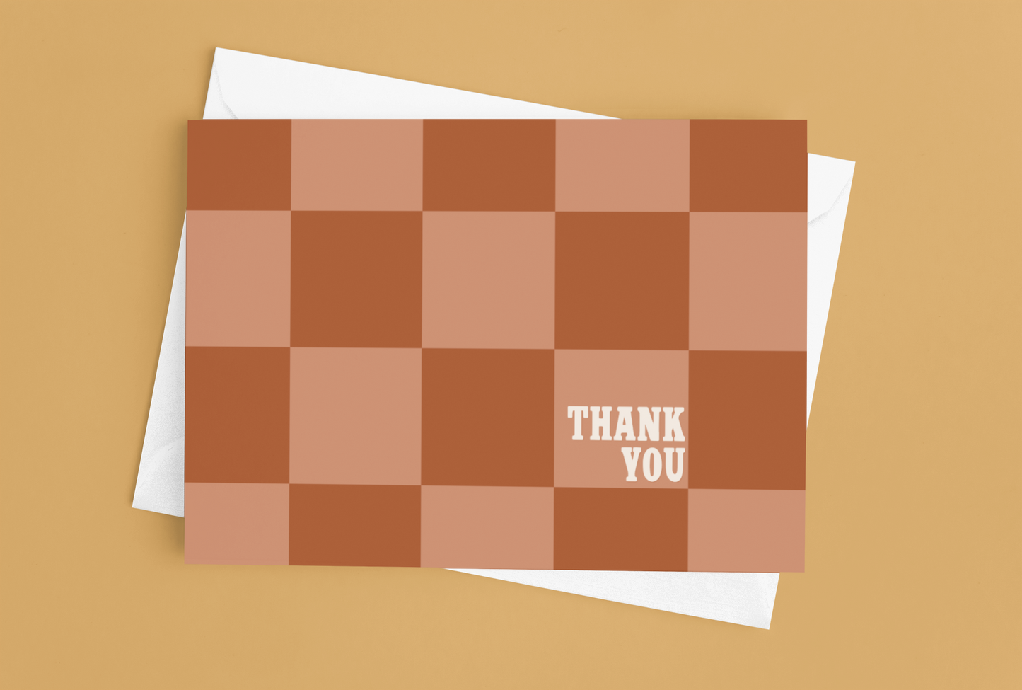Thank You - Orange Checkerboard Notecard (set of 5 with envelopes)