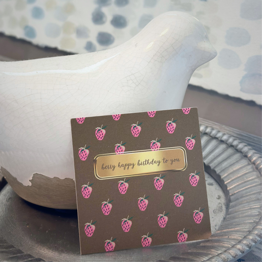 Berry Happy Birthday Square Card (2.5' x 2.5')