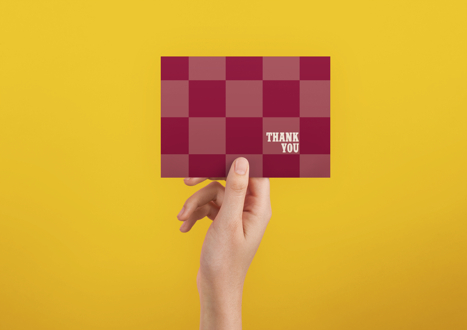 Thank You - Plum Checkerboard Notecard with Envelope